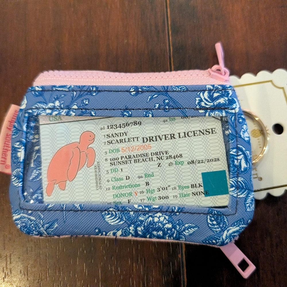 Simply Southern NWT Printed  ID Holder Double Zipper Coin Purse & Keyring